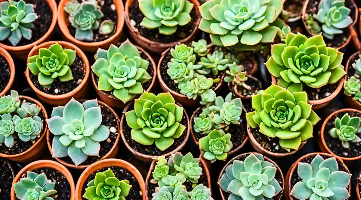 Vibrant green succulents