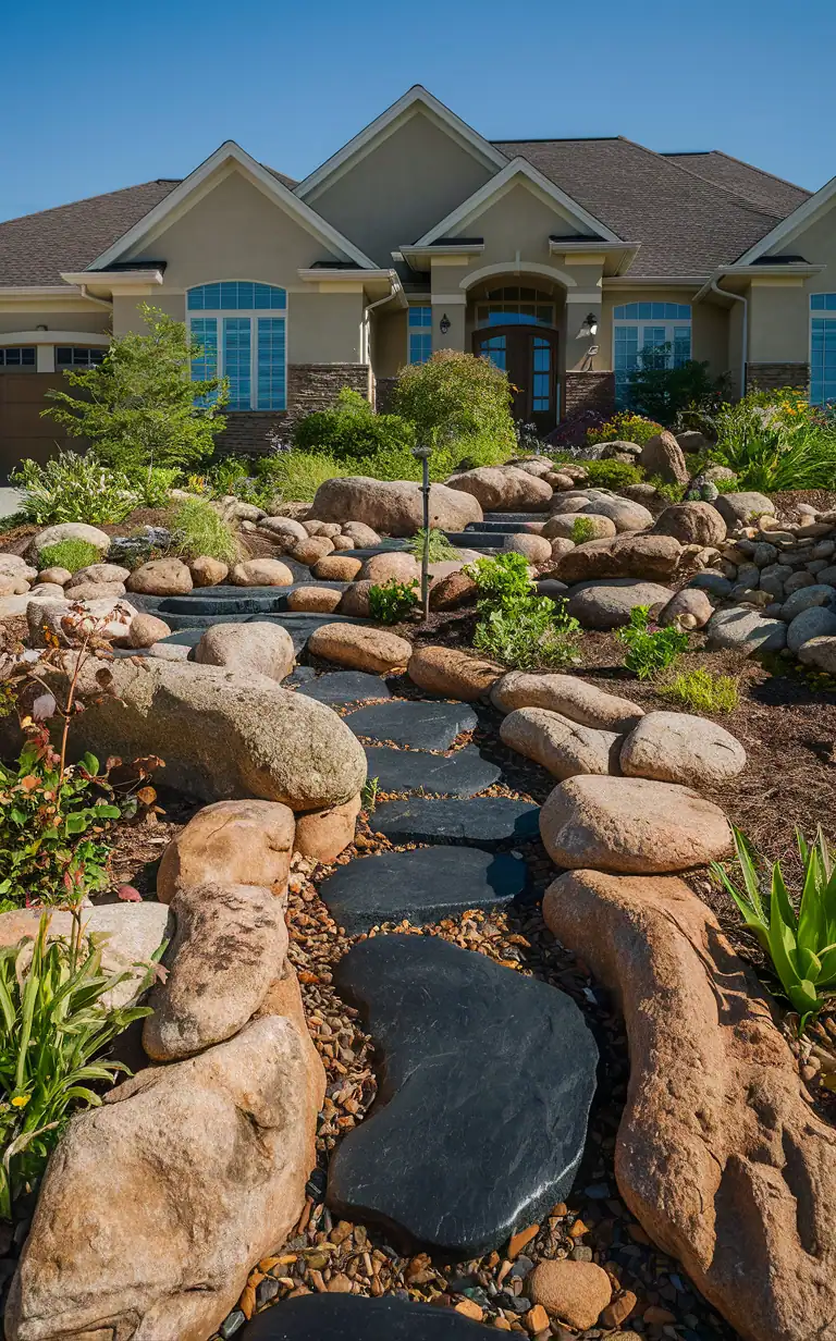 Rock Gardens in front of house