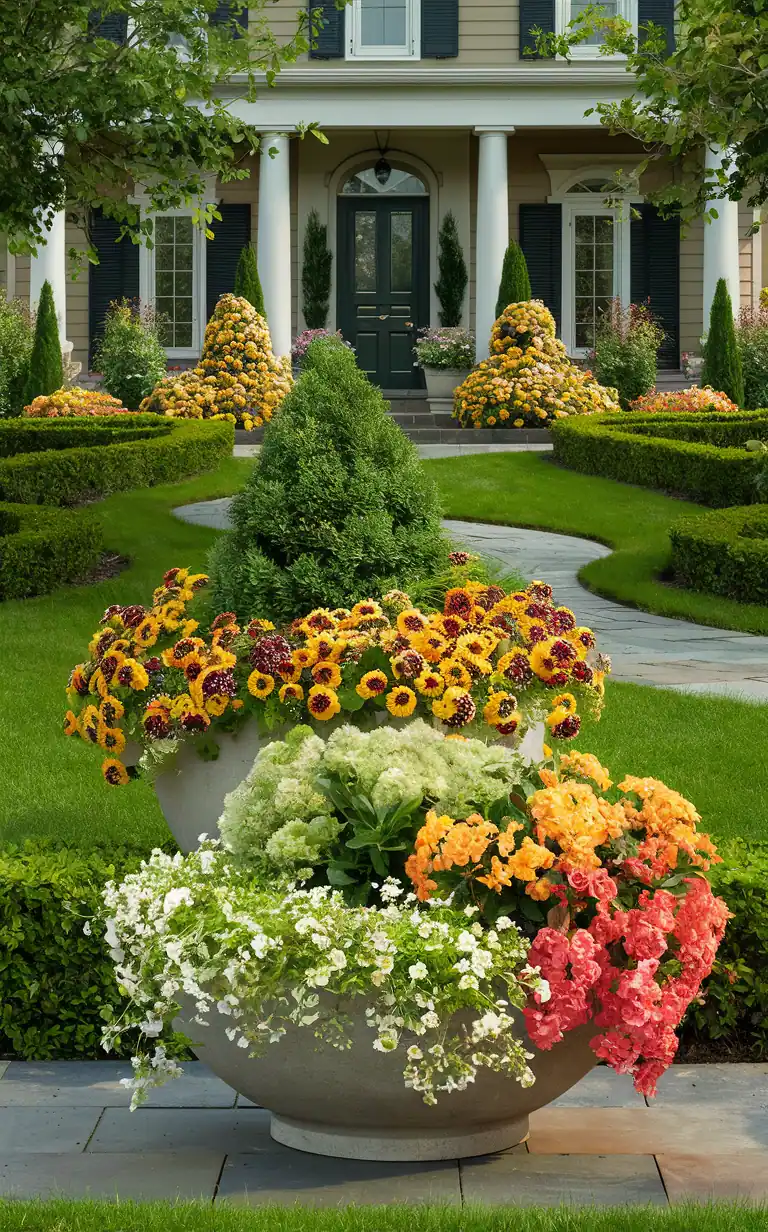 Seasonal Planters in front of house