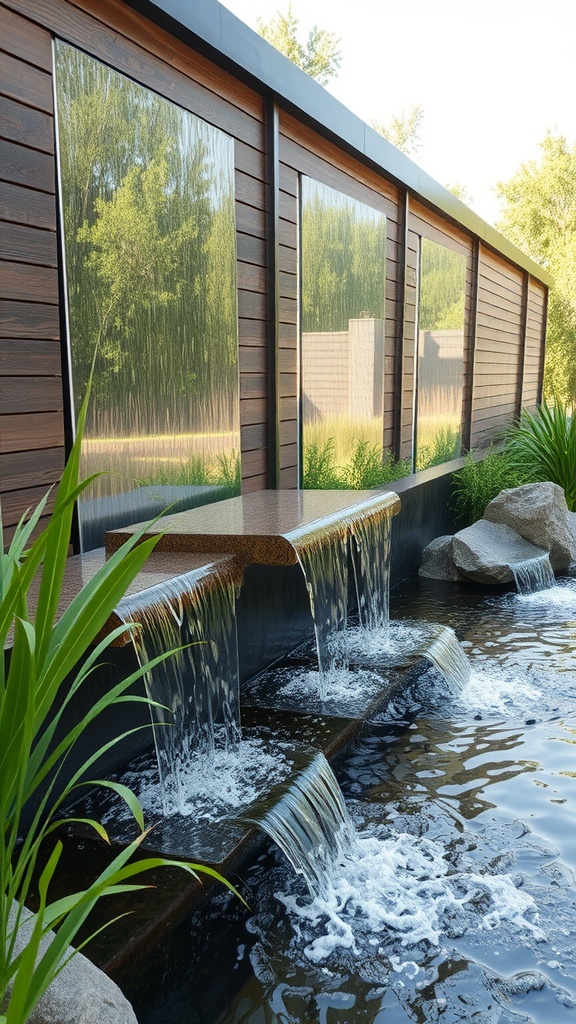 Waterfall flowing over rocks in a tranquil setting