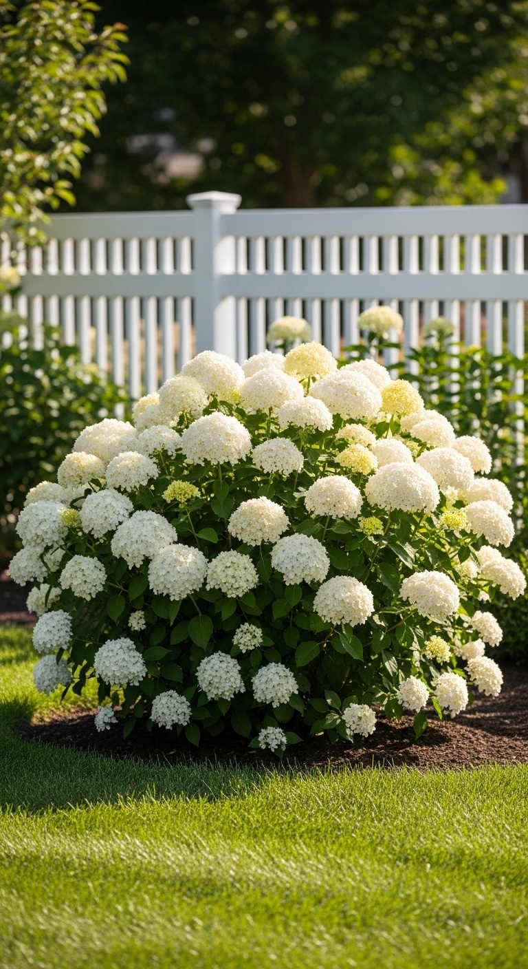 Hydrangea shrub in the backyard