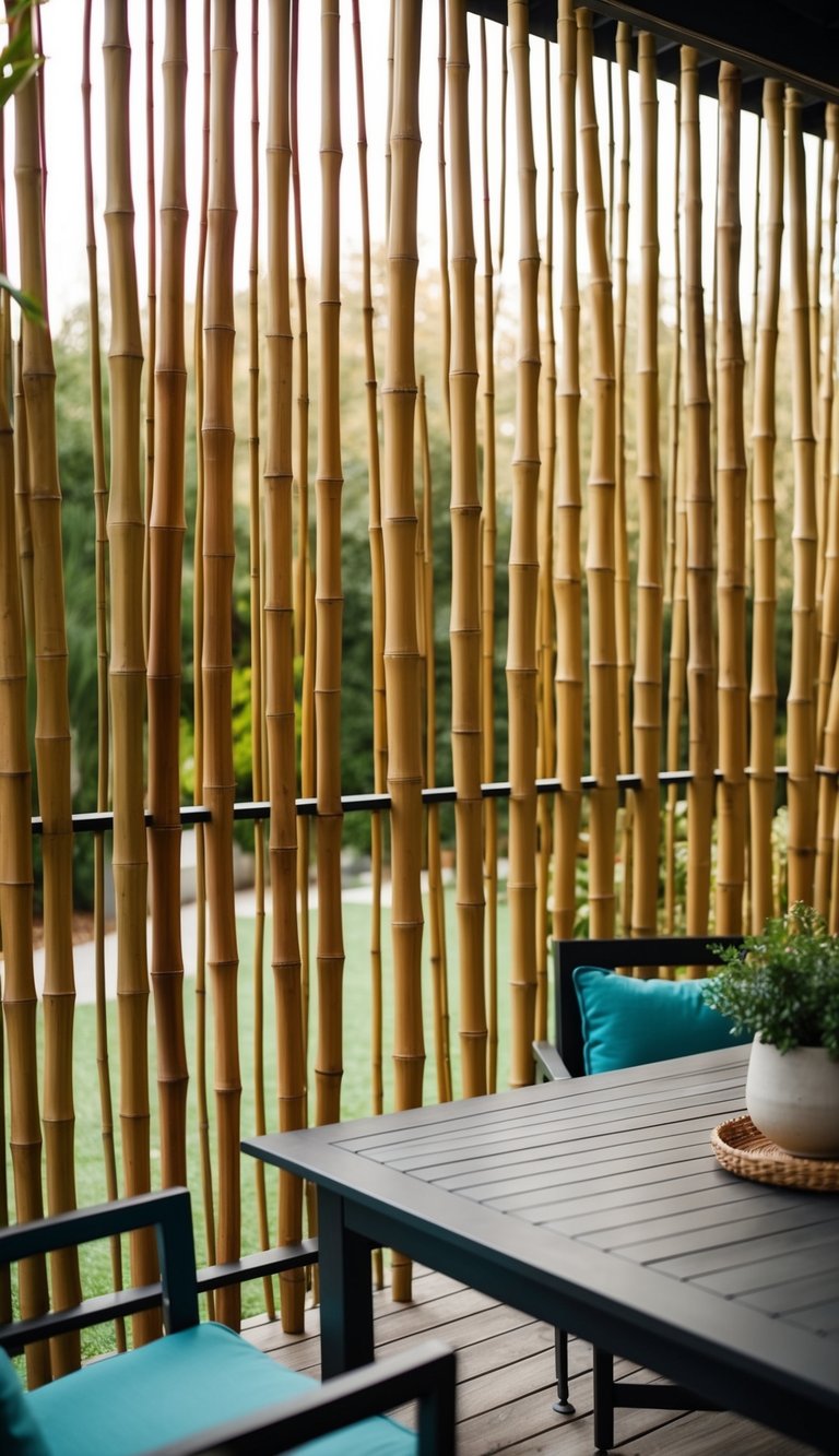 Bamboo fencing creates a stylish privacy screen on a budget for a cozy patio