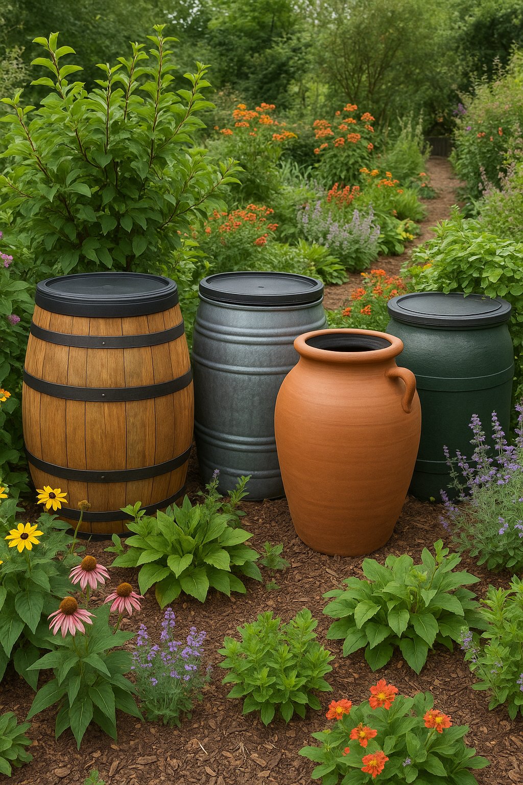 25 Rain Barrel Ideas in the Garden to Save Water and Boost Style