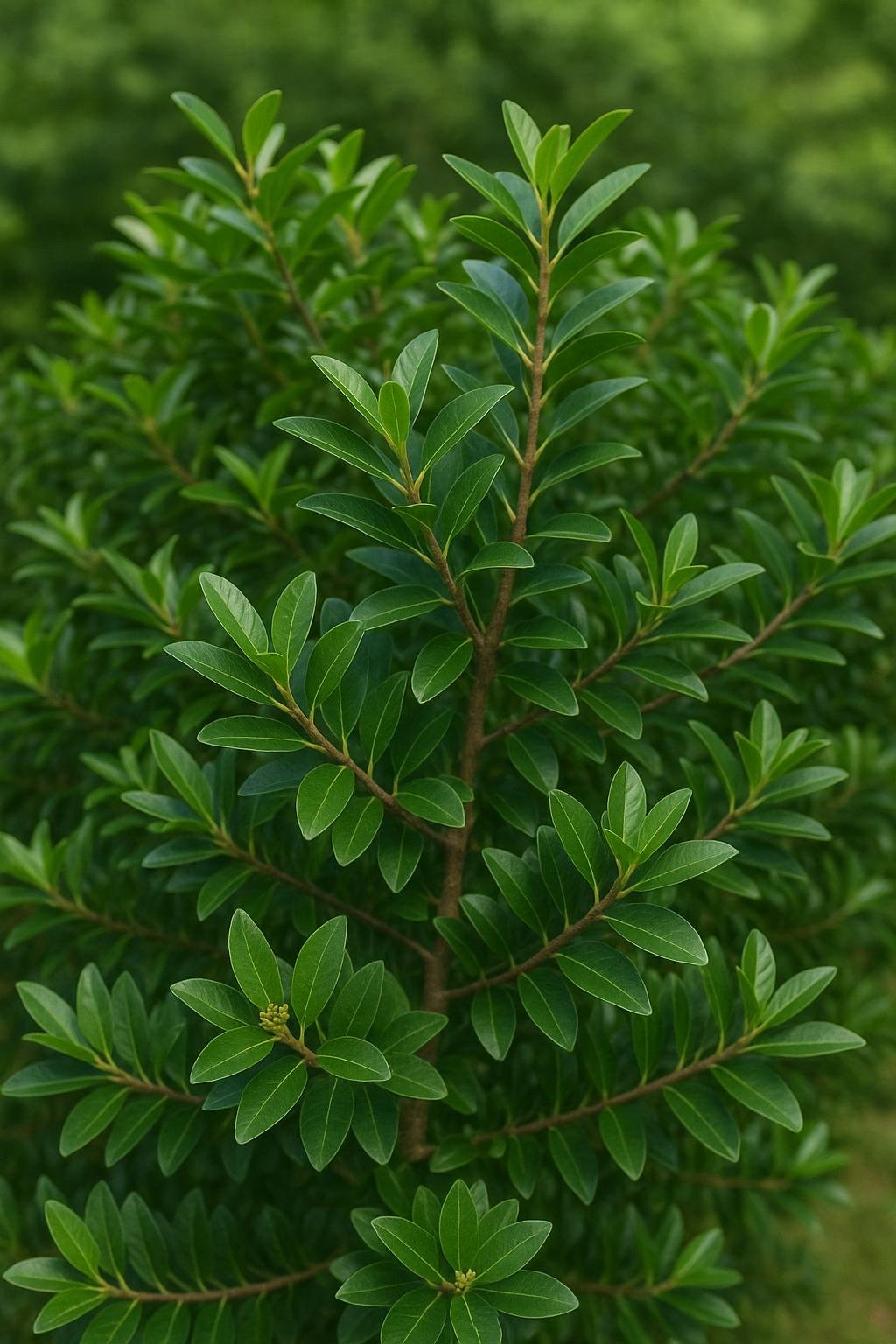 A close-up view of healthy Florida Privet plants with dense green leaves and natural growth.