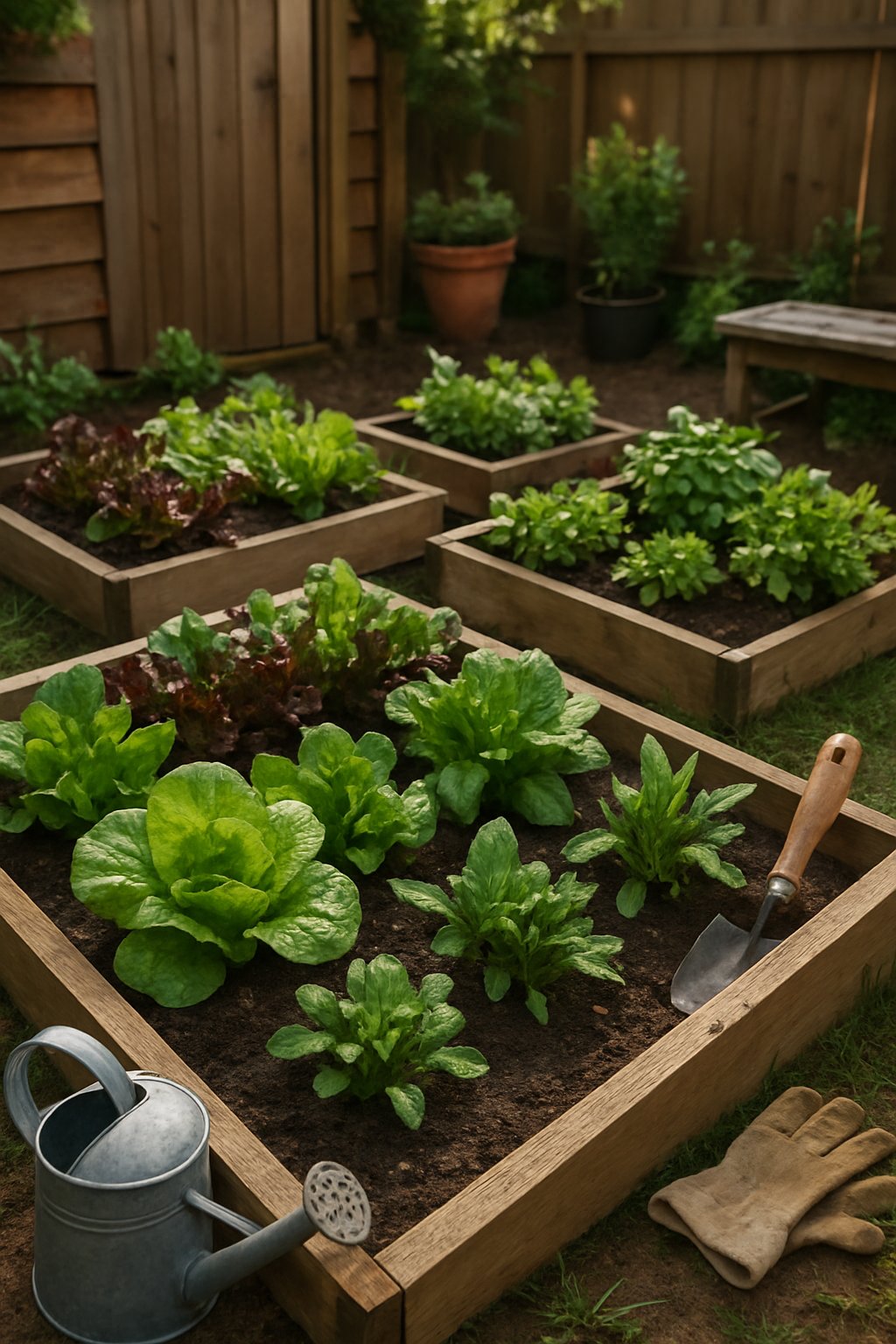diy salad garden in the backyard