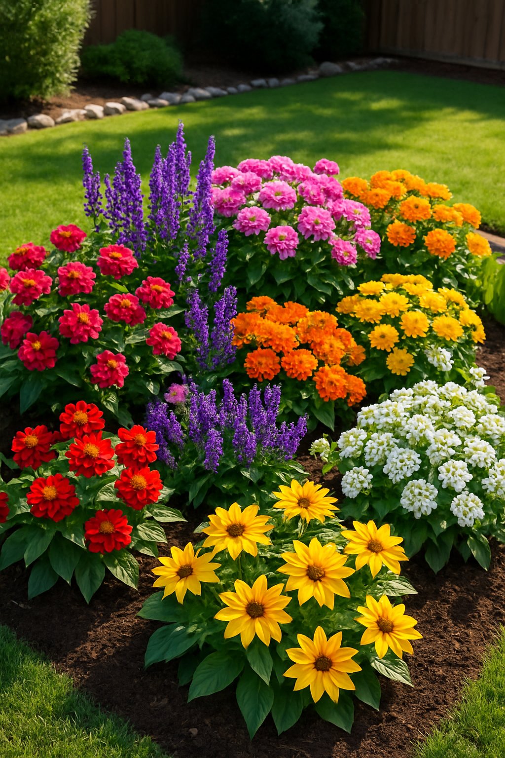 A vibrant flower bed with color-coordinated dream garden ideas