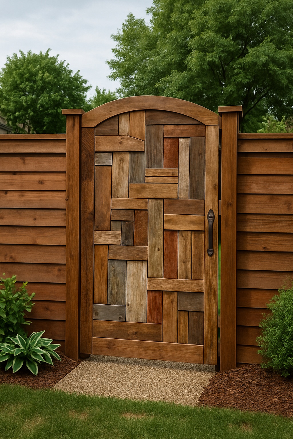 Decorative gate made from scrap wood