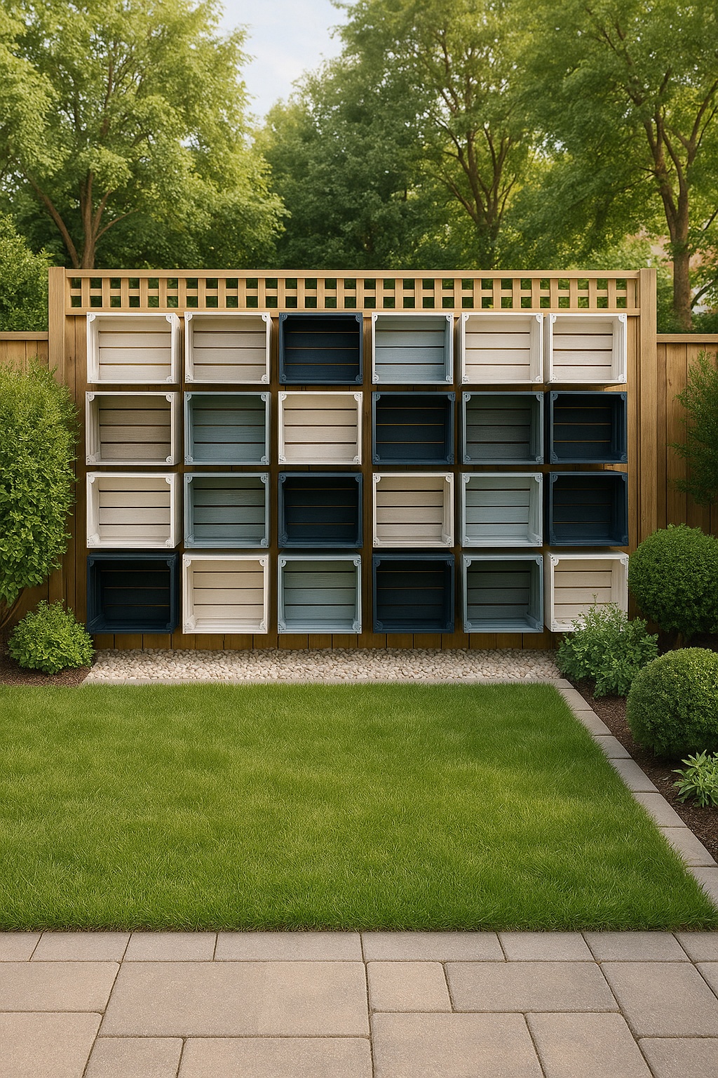 Fence with painted wooden crates