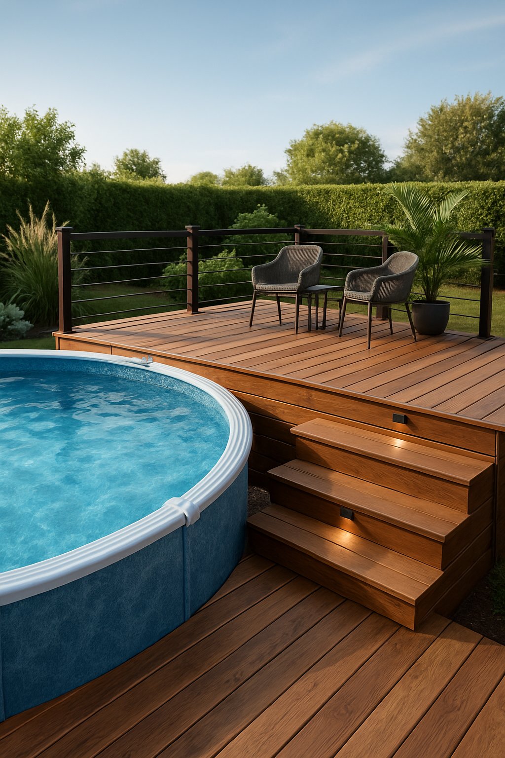 pool deck for above ground pools ideas featuring the idea of Partial Deck Installations