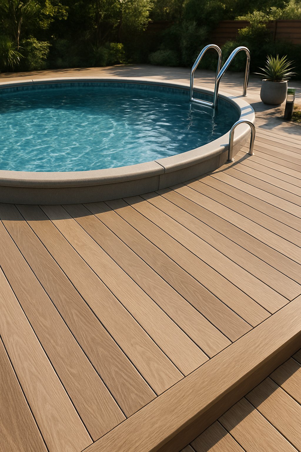 pool deck for above ground pools ideas featuring the idea of Vinyl Pool Decking Options.