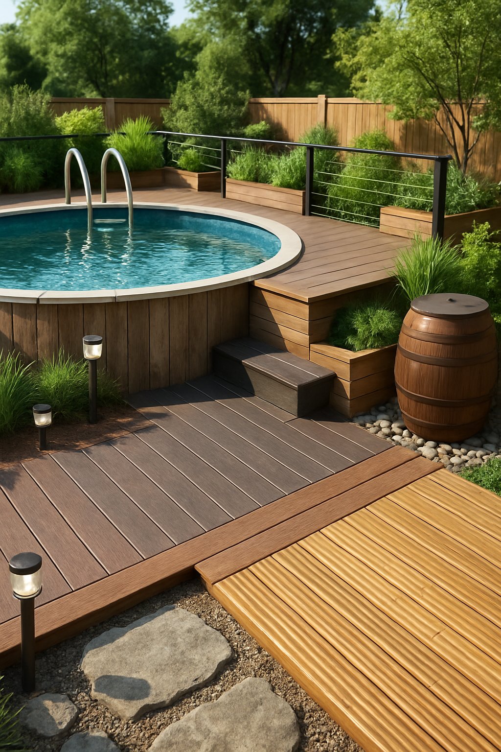 pool deck for above ground pools ideas featuring the idea of Eco-Friendly Deck Materials.
