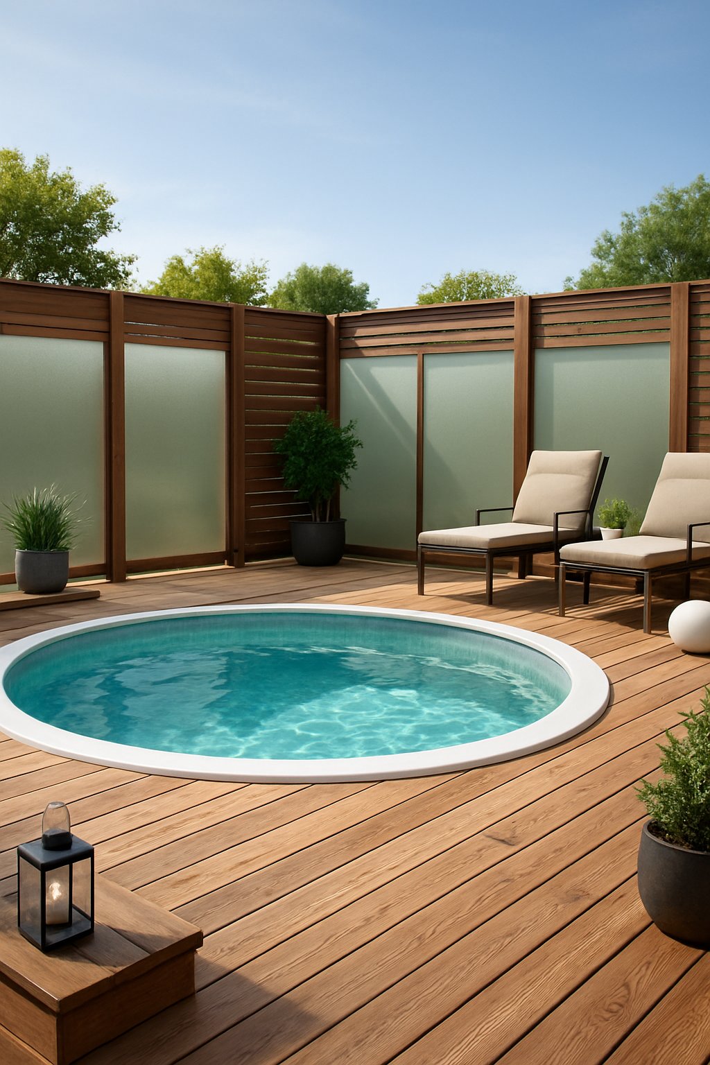 pool deck for above ground pools ideas featuring the idea of Decks with Privacy Screens.