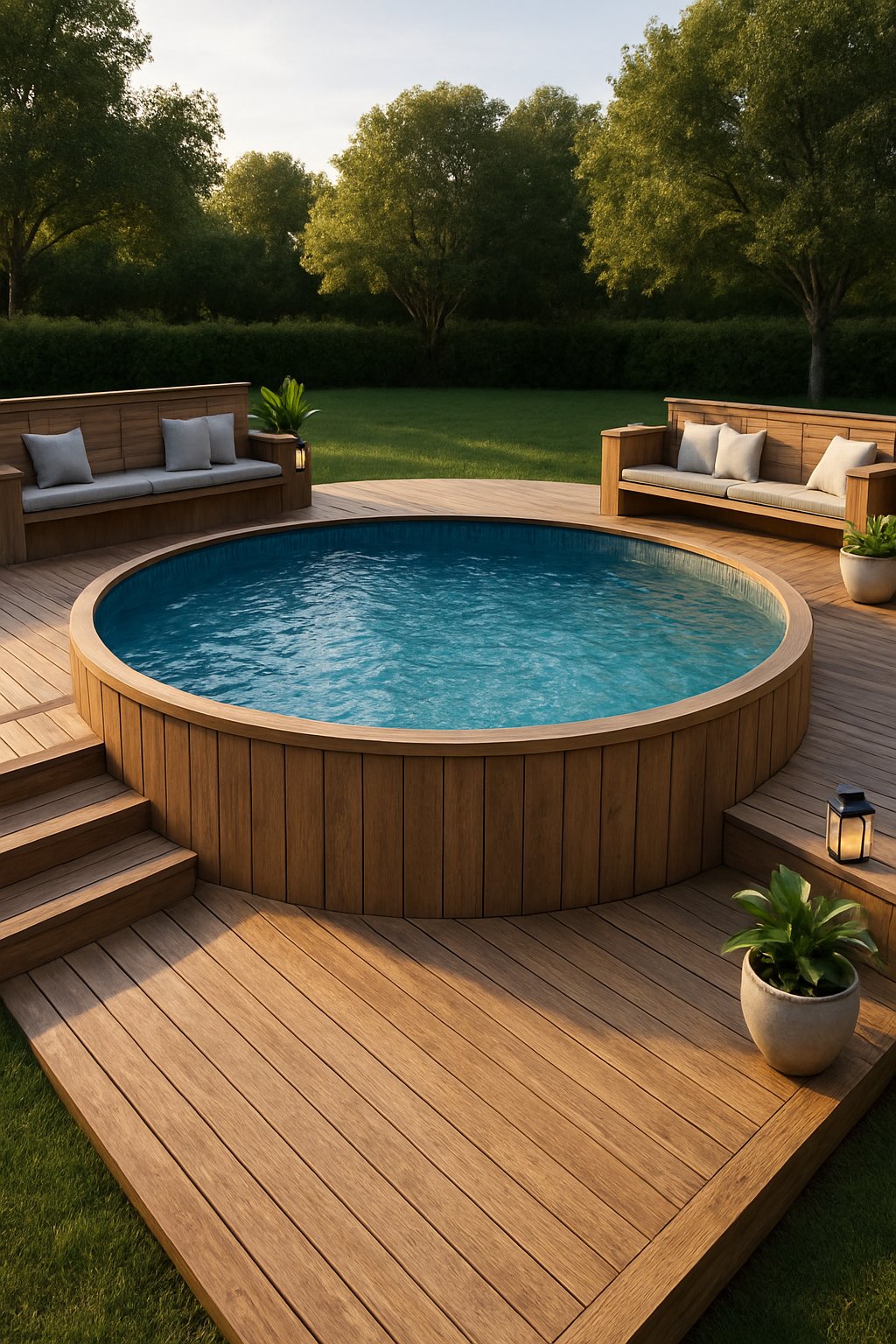 pool deck for above ground pools ideas featuring the idea of Wrap-Around Decks.
