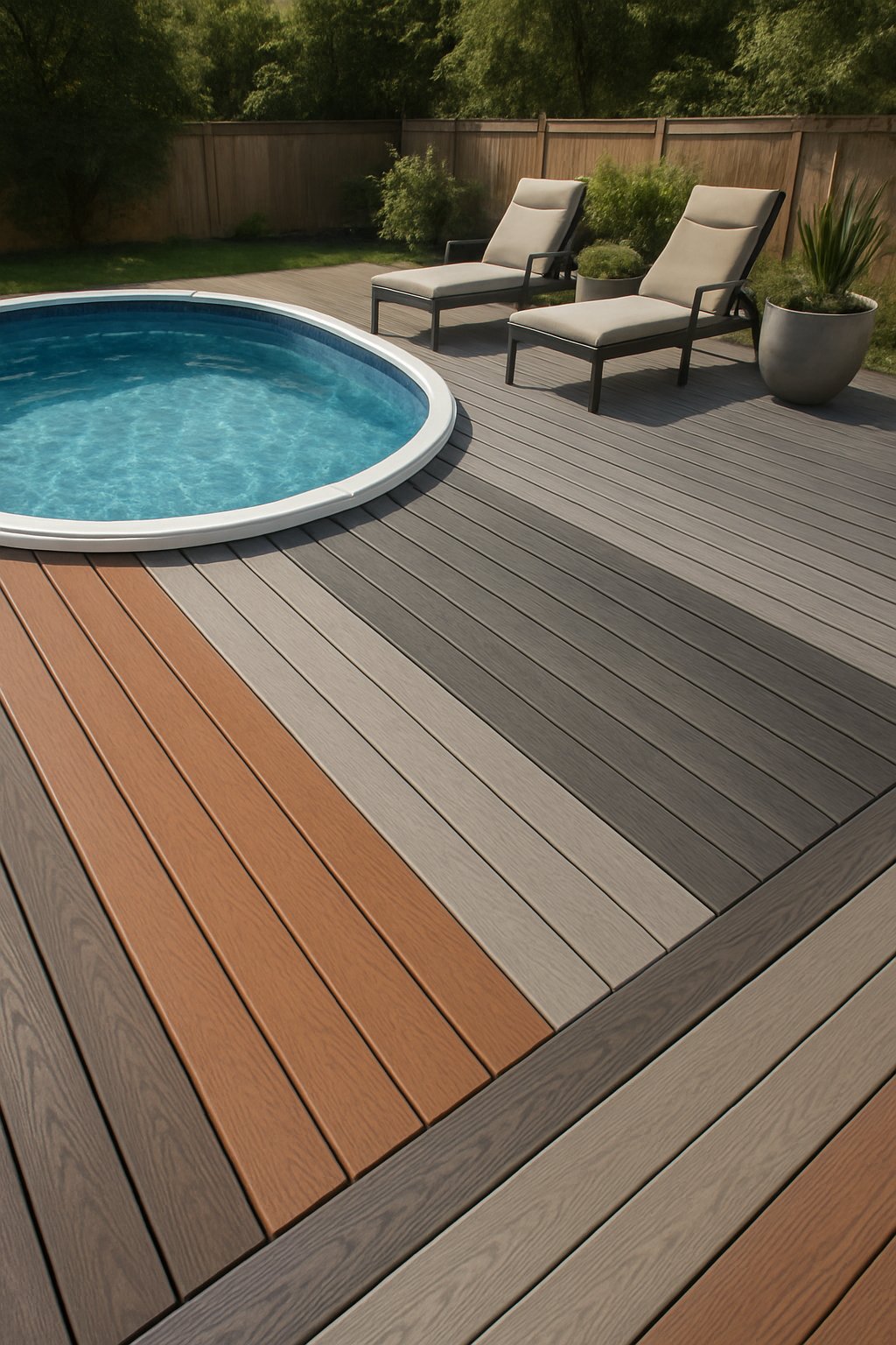 pool deck for above ground pools ideas featuring the idea of Composite Decking Choices.