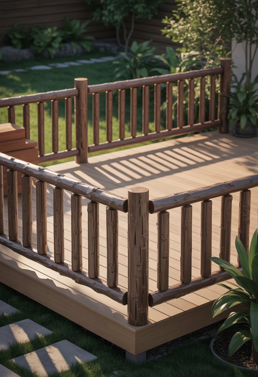 Rustic log railings