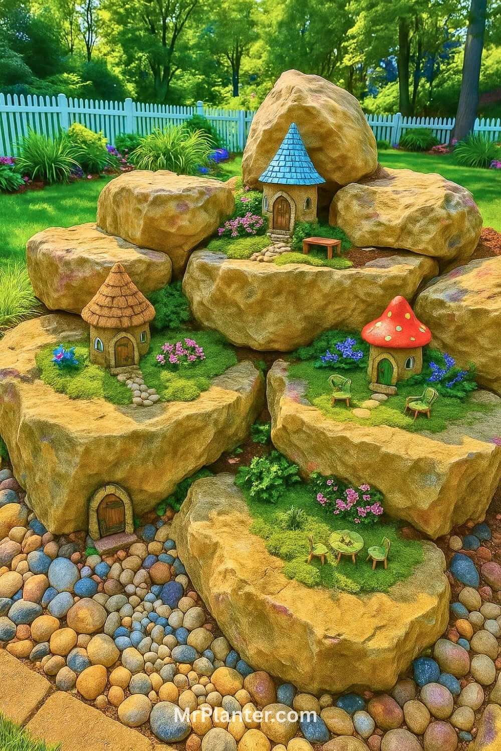 Tiny fairy garden spaces tucked into rock crevices to unleash childlike wonder