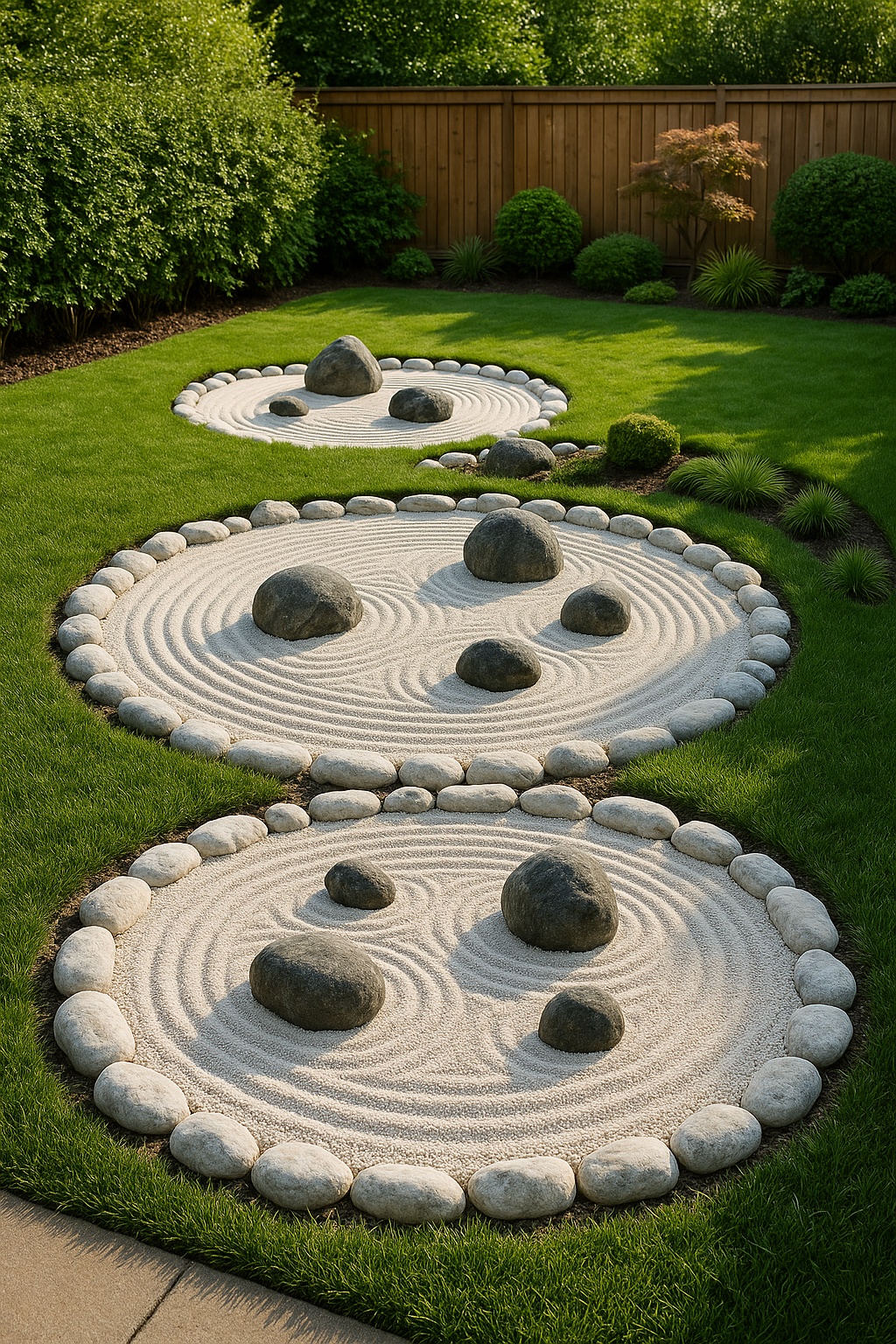 Zen garden style white rock sandboxes for small yards