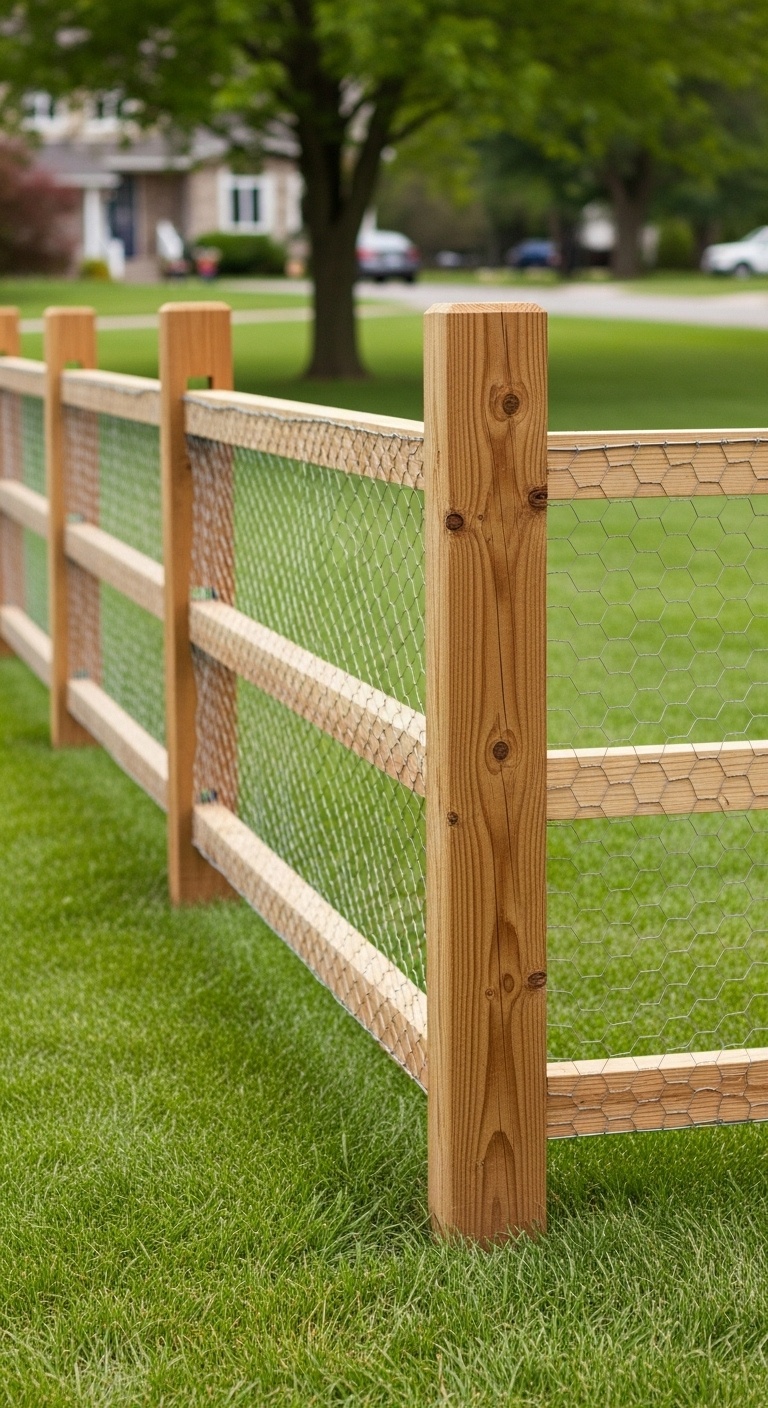 Rustic Split Rail with Chicken Wire