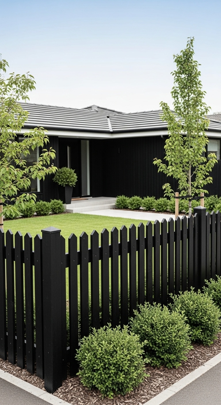 Black Matte Picket Fence