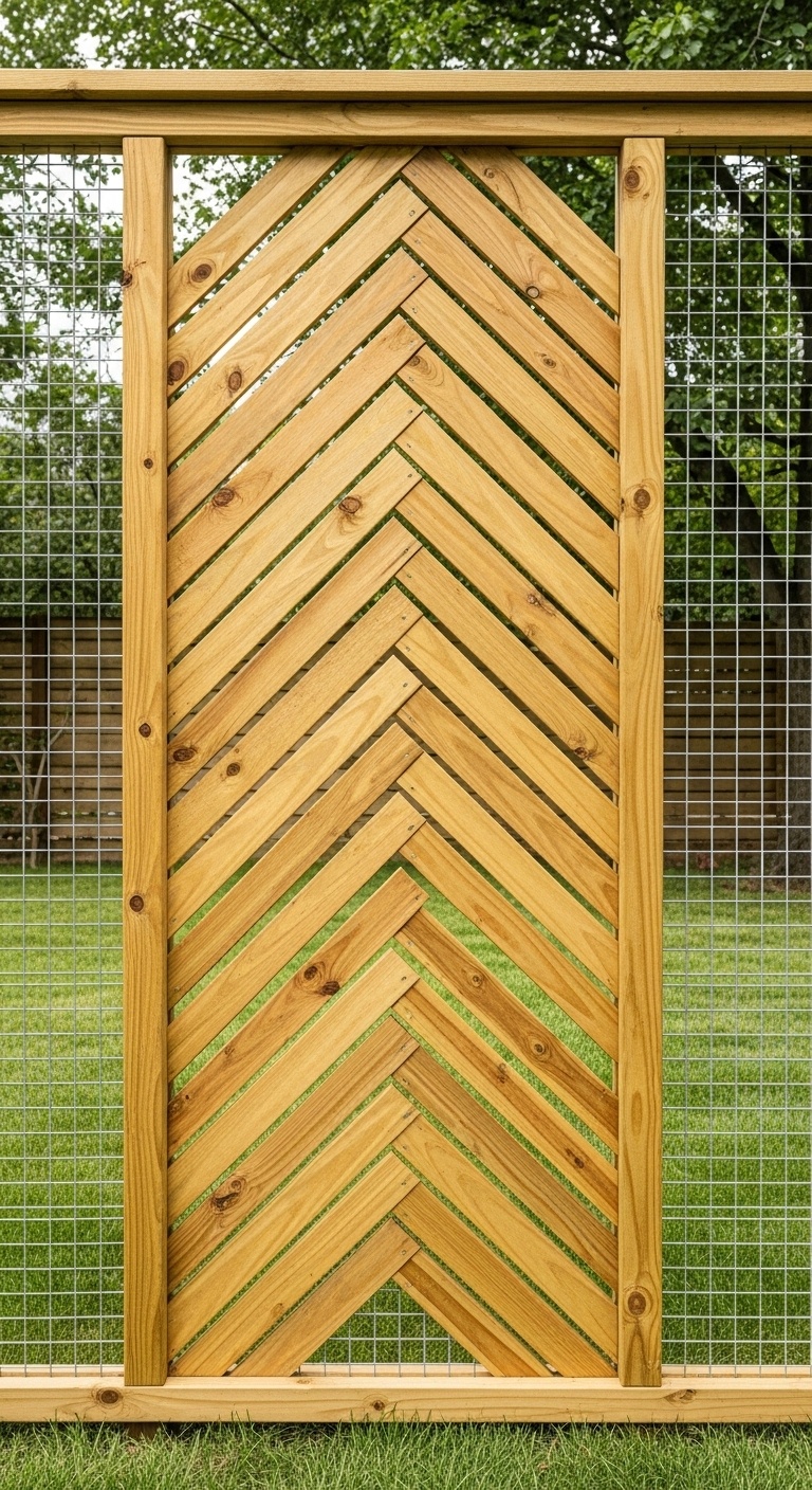 Herringbone Pattern with Wire Mesh