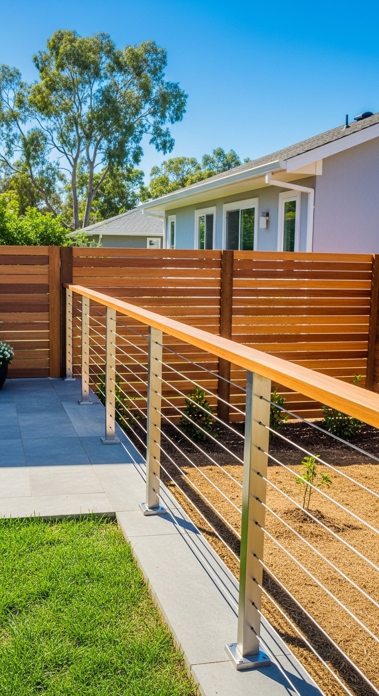 Modern Slat with Cable Railing
