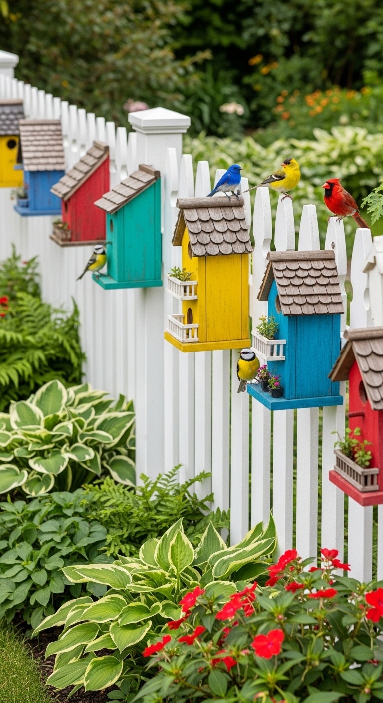 Picket Fence with Birdhouse Add-ons