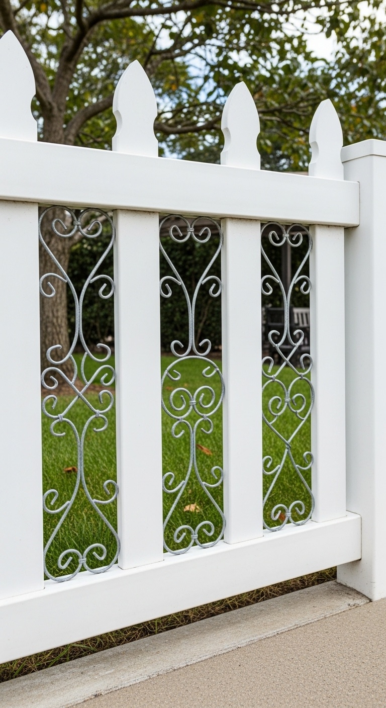 Picket Fence with Decorative Wire Panels