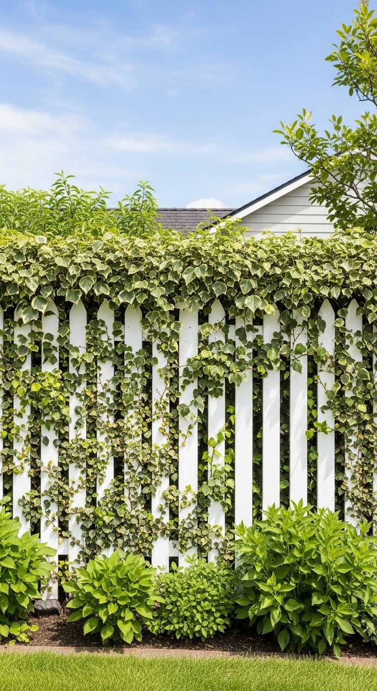 Picket Fence with Vine Trellis