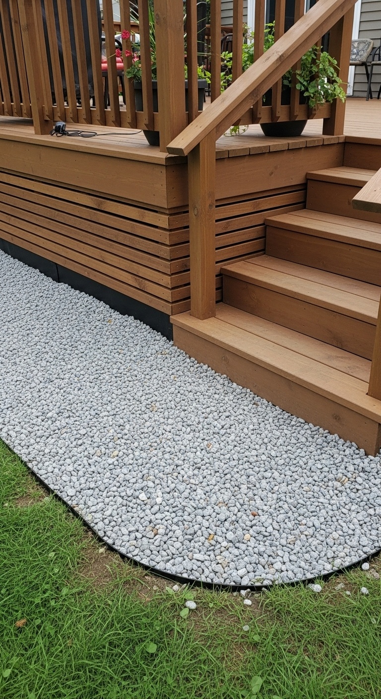 Install weed barrier with gravel fill