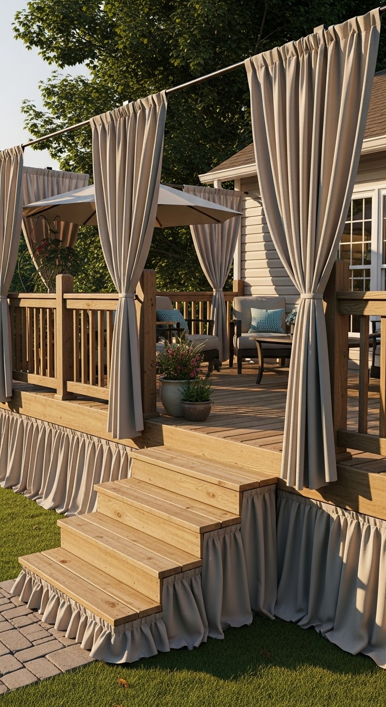 Hang outdoor curtains for a soft touch
