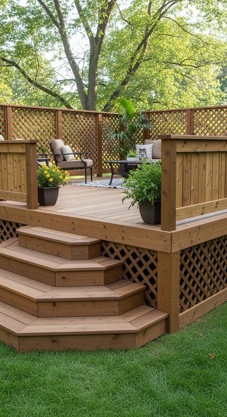 Use lattice panels for airy deck skirting