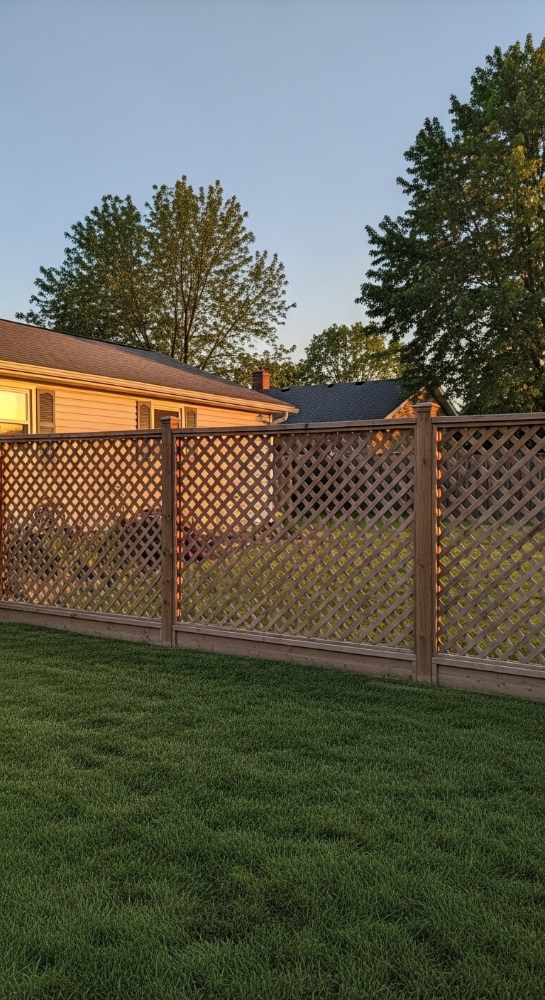 Classic diagonal lattice fence for that timeless garden vibe
