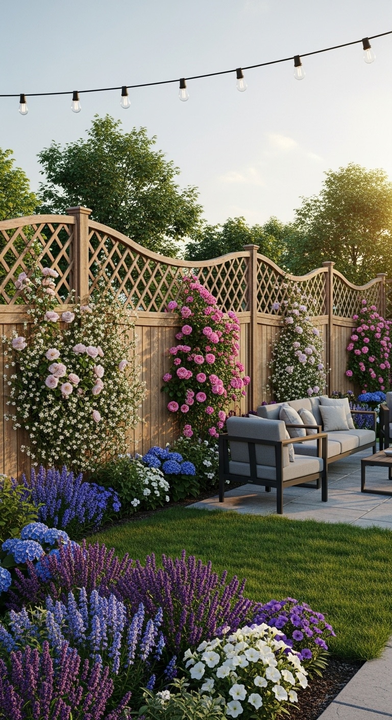Curved lattice fence sections