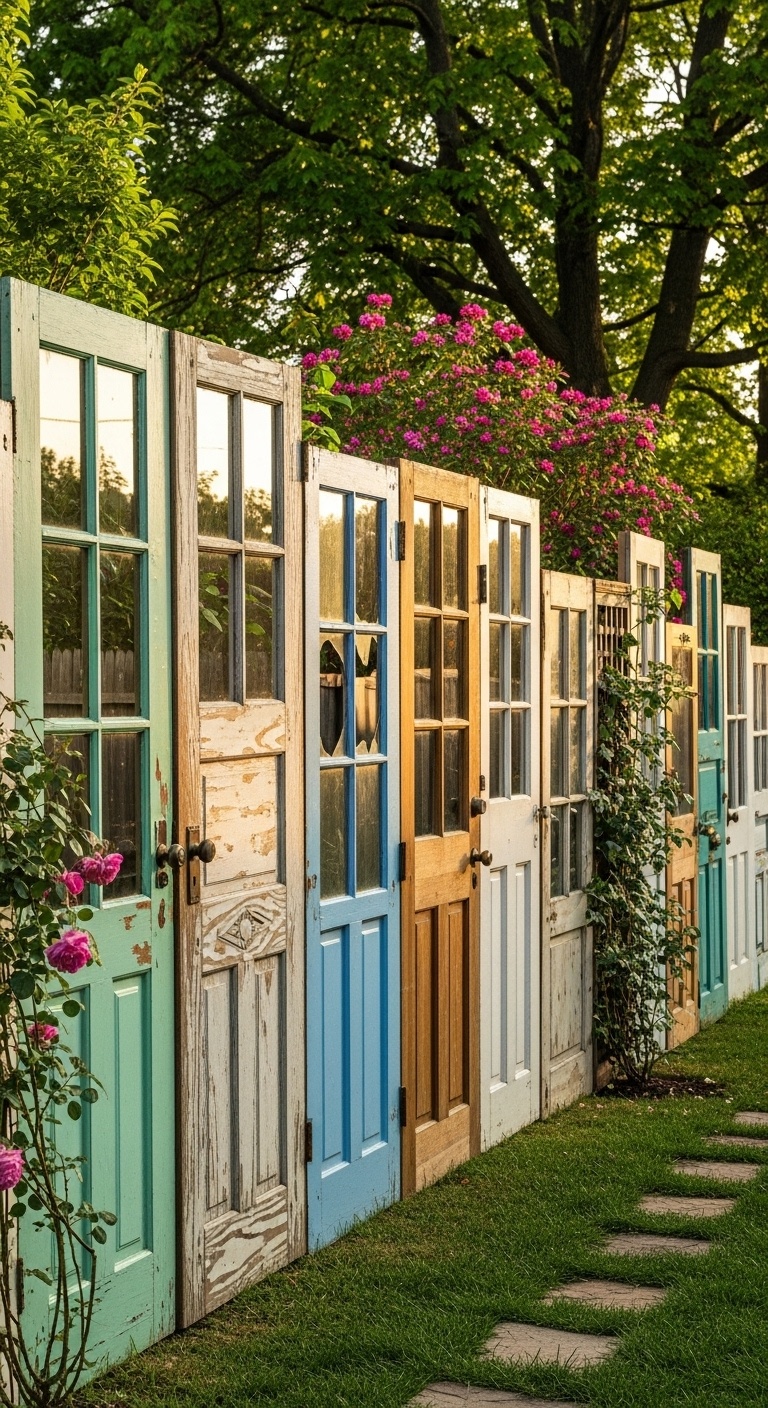 Recycled Door or Window Panel Fence