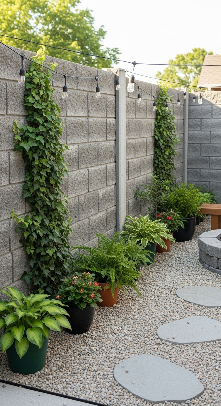 Concrete Cinder Block Fence