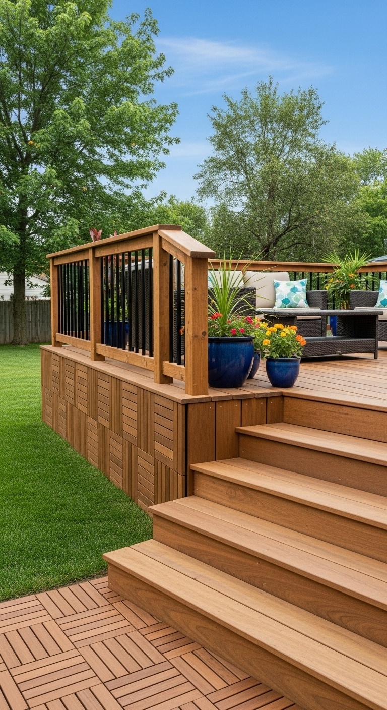 Use interlocking deck tiles as skirting