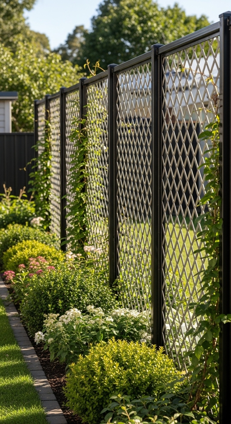 Metal-framed lattice panels