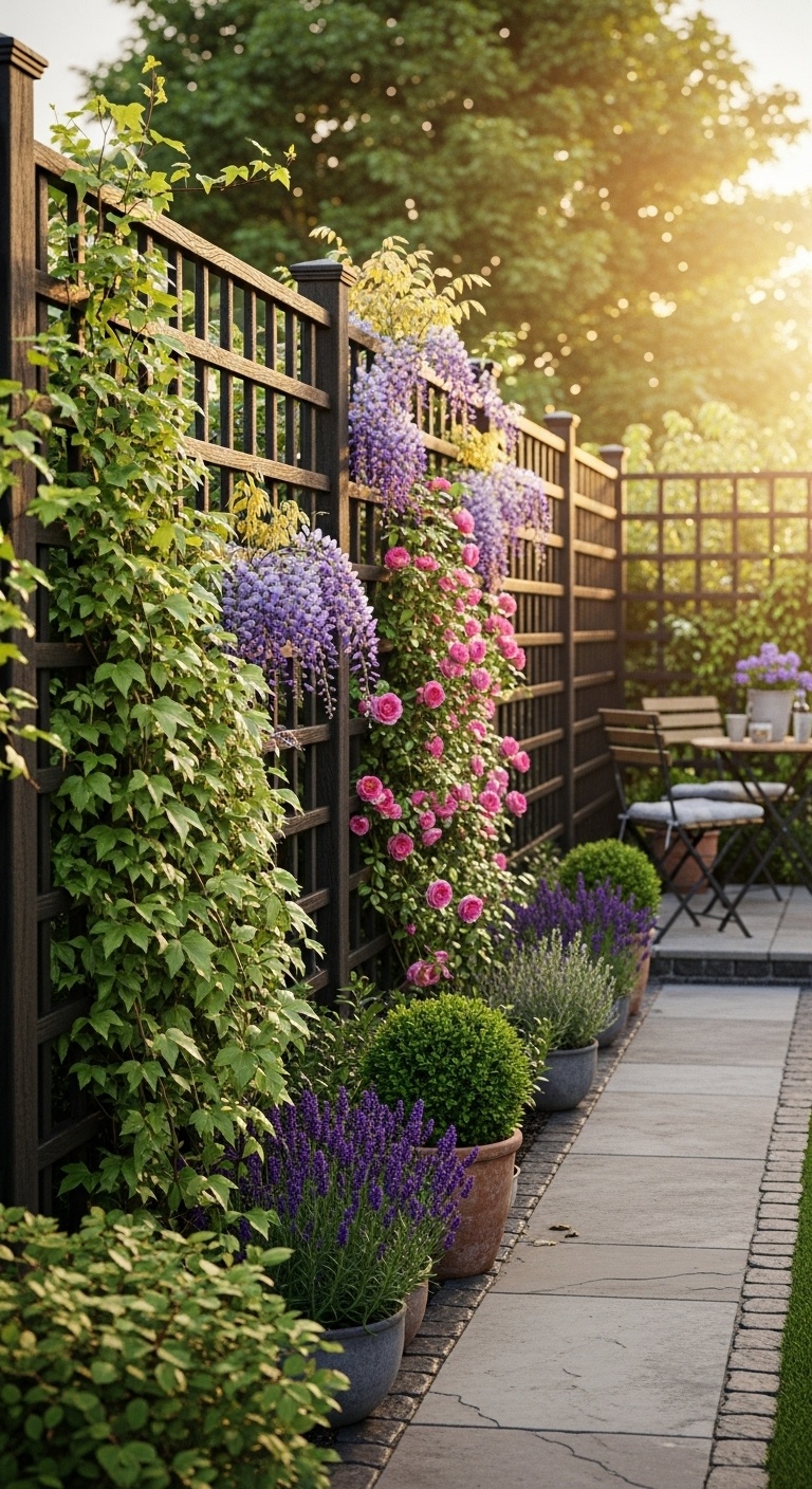 Trellis Fence with Climbing Plants