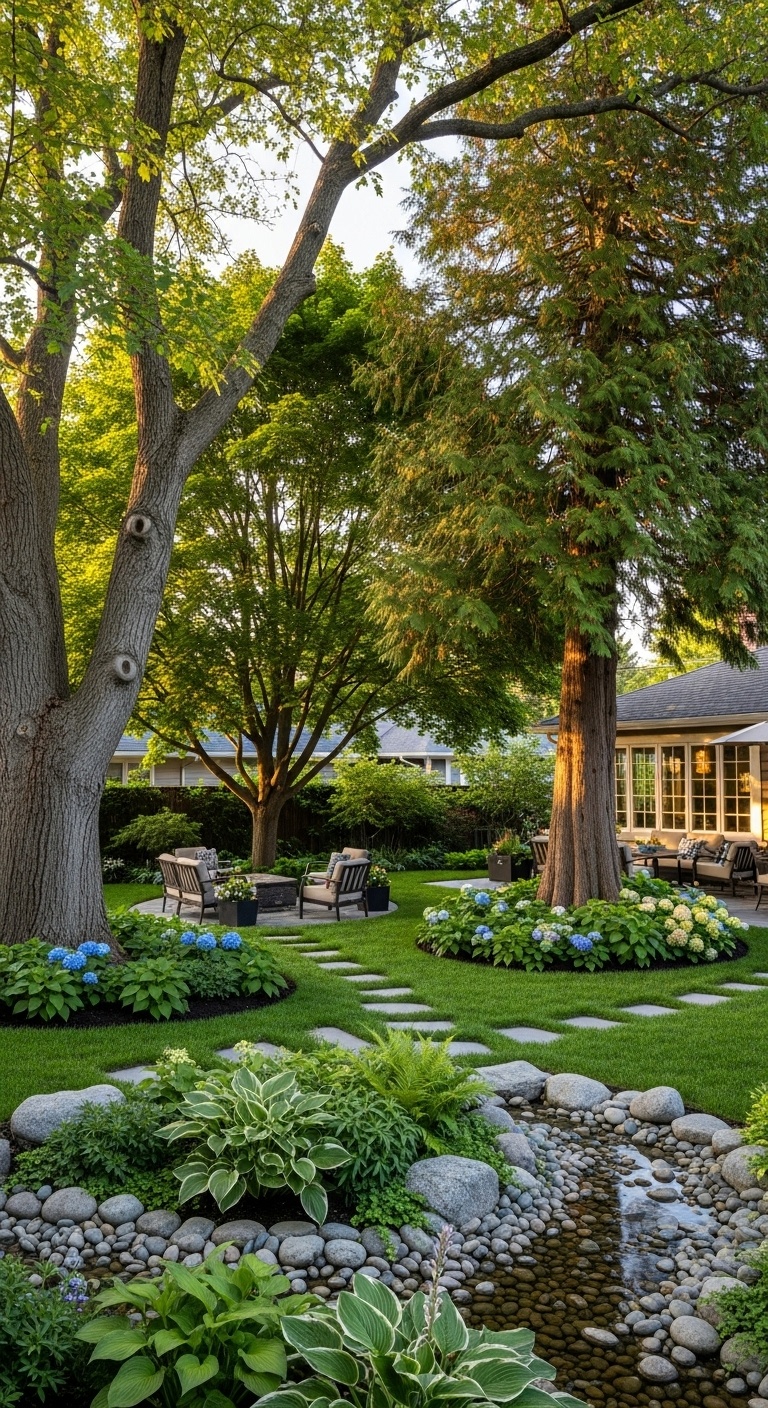 Use mature trees as your garden’s wise old storytellers to anchor the space