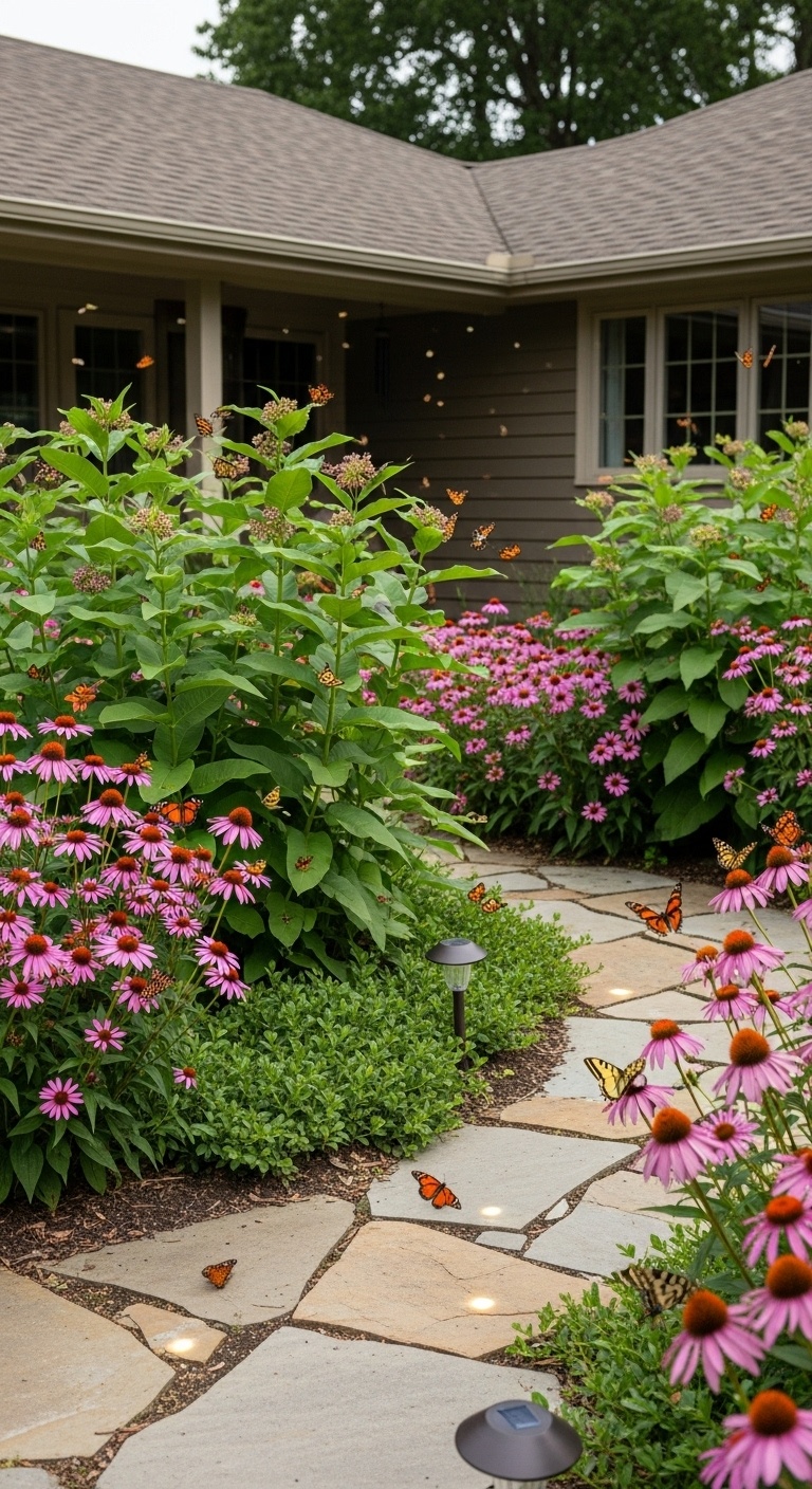 Add a butterfly garden area with milkweed and coneflowers—you’ll get free flying art shows