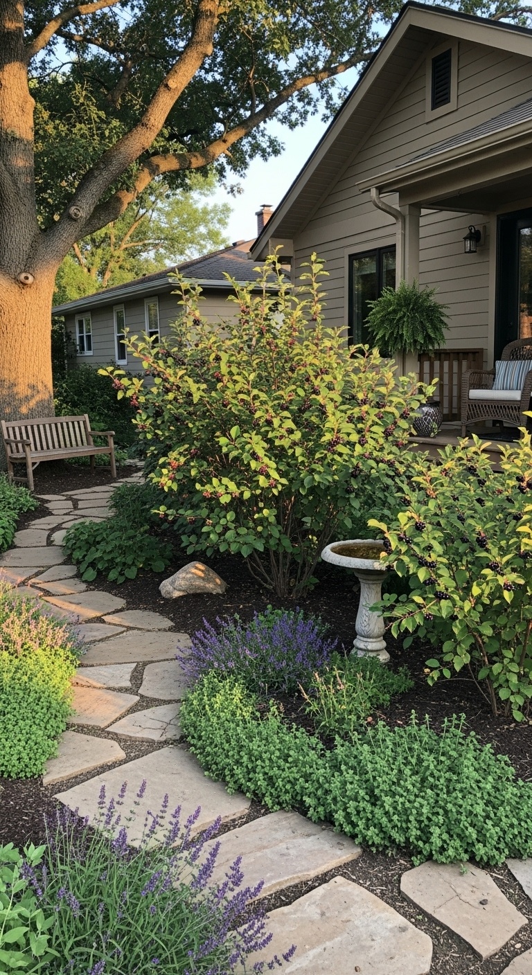 Preserve chokecherry or local berry bushes—they attract wildlife and look cool