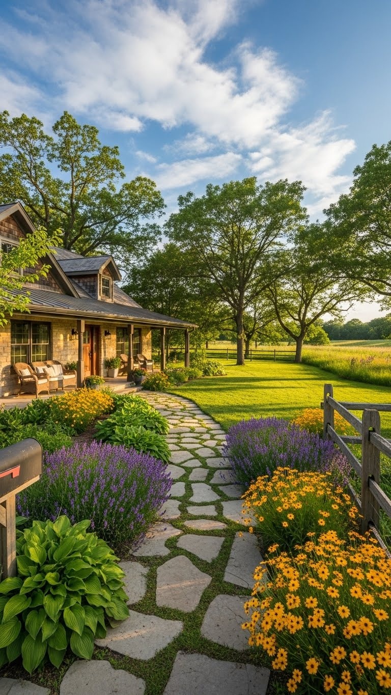Winding stone pathways for charm and movement