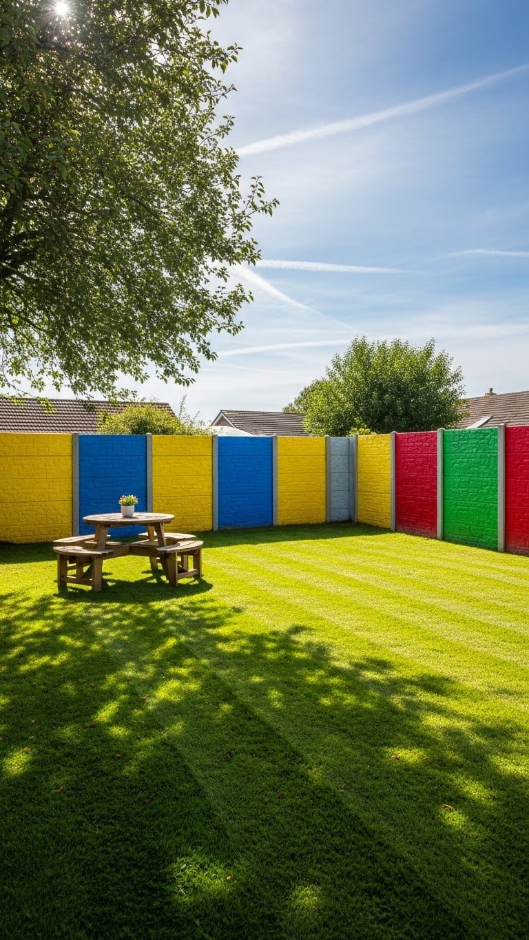 Concrete Slab Fences Painted Bold Colors