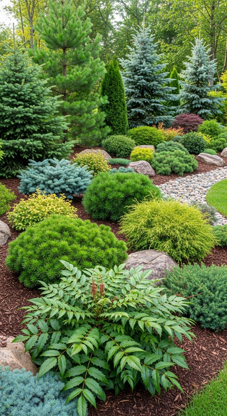 Mixing Broadleaf and Needle Evergreen trees