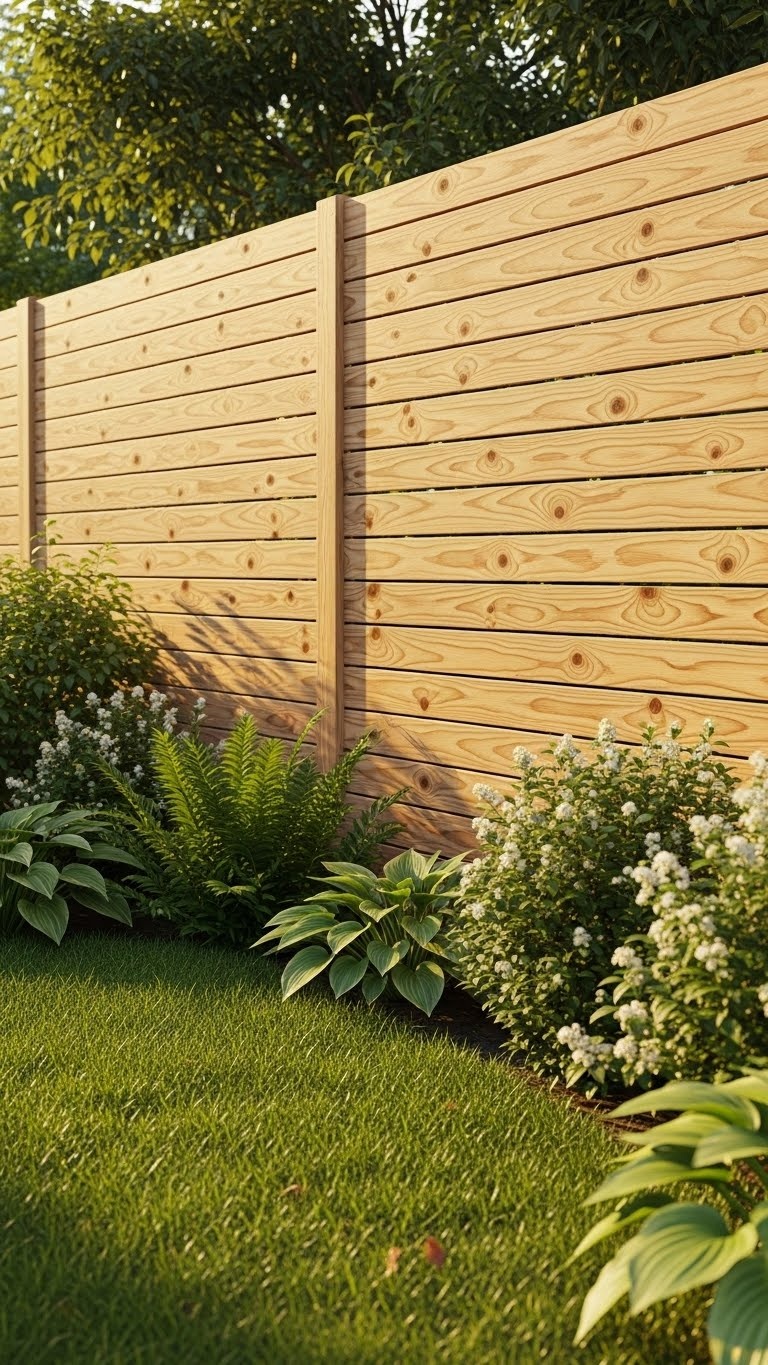 Horizontal Fence with a Natural Finish to Showcase Wood Grain