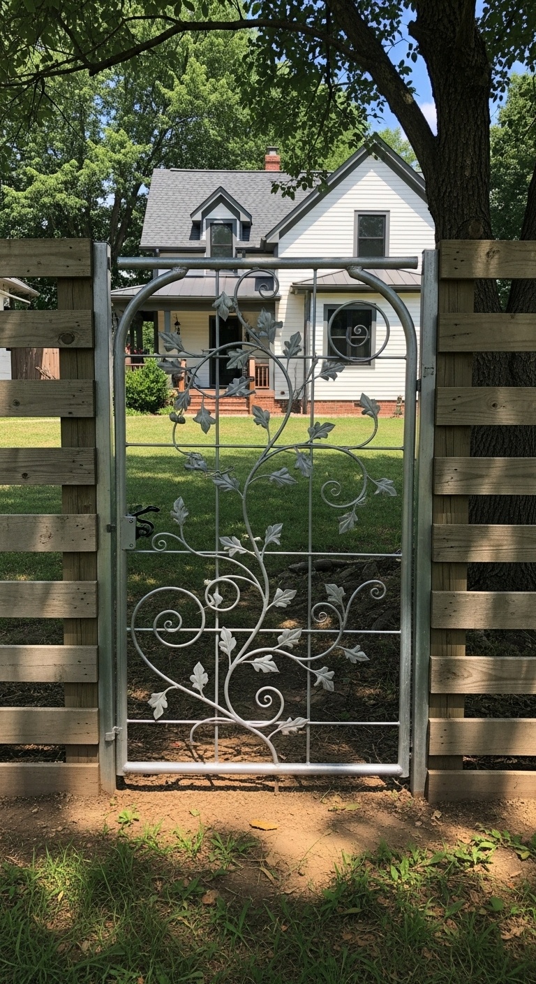 Create a DIY cattle panel gate with decorative metal accents