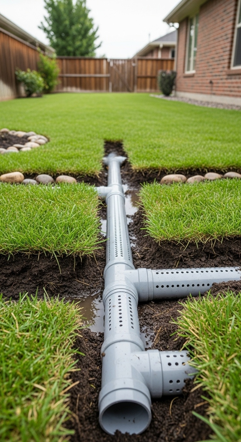 Use perforated PVC pipes buried underground for secret water highways