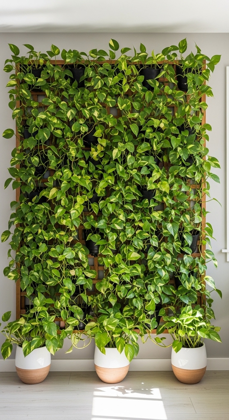 Put up a lattice panel on an empty wall and turn it into a pothos-festooned statement piece