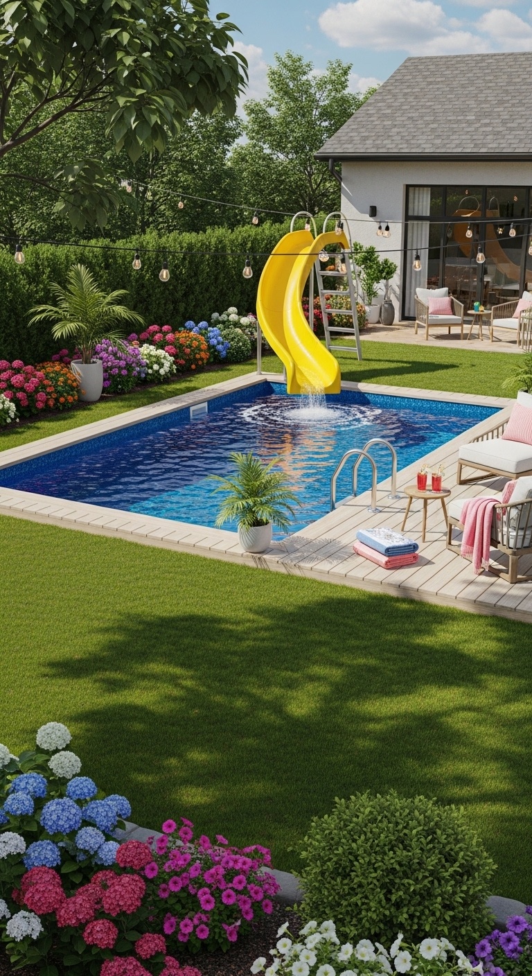 Install a slide attachment for instant backyard water park fun
