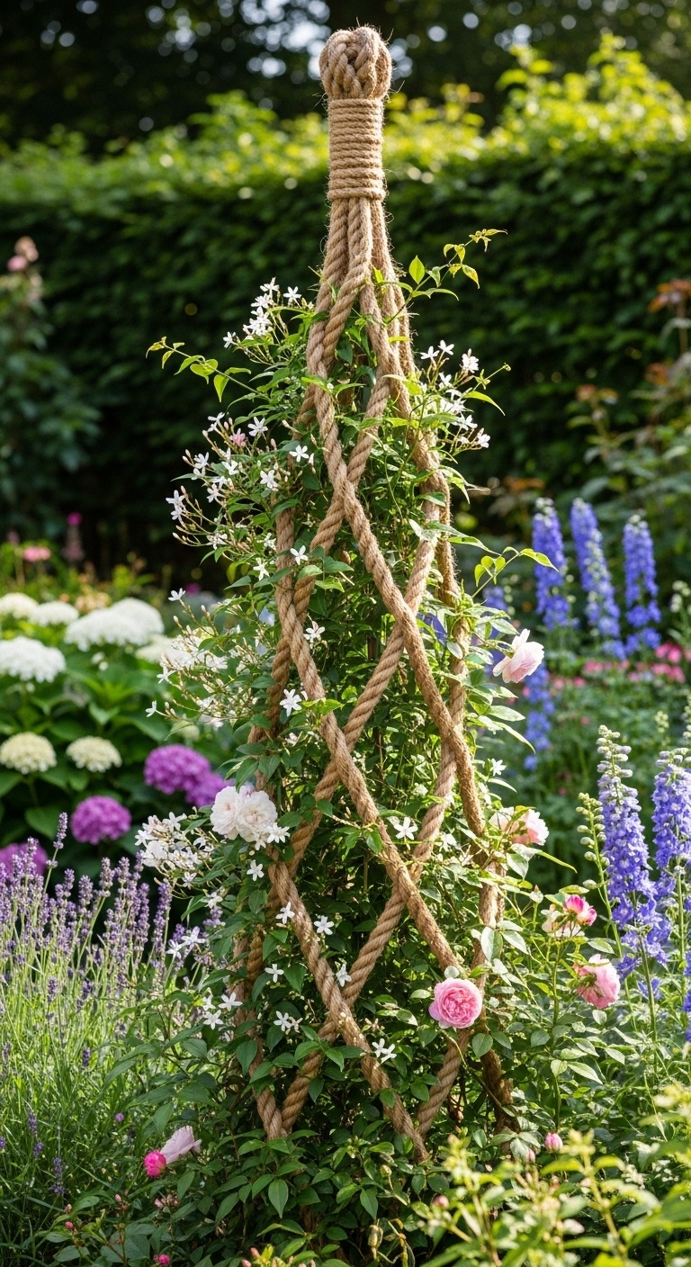 DIY rope trellis for an unexpected nautical twist